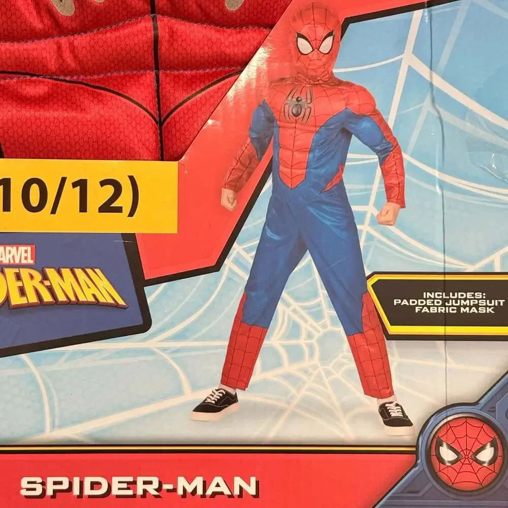 Marvel Spider-Man Boys Padded Jumpsuit Costume & Fabric Mask Size L (10/12)